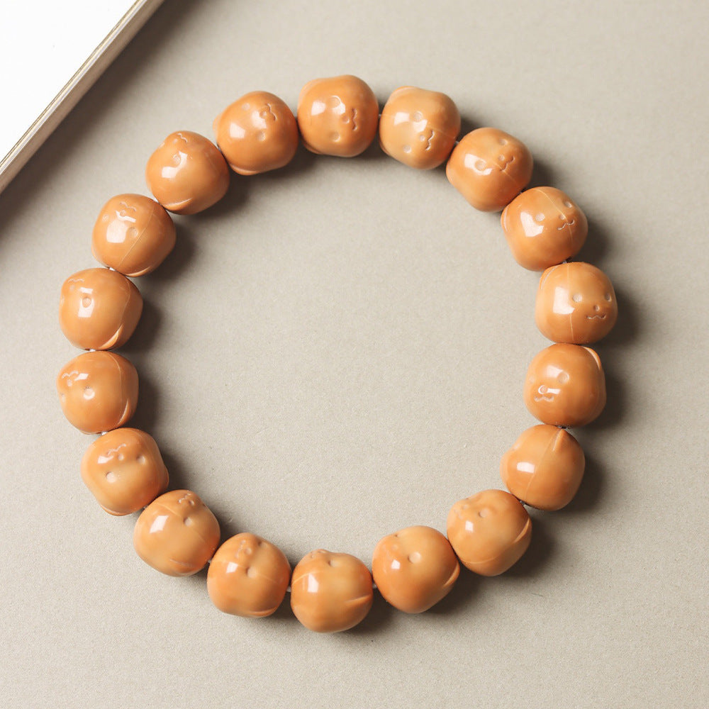 Monkey Head Walnut Glossy Love Fart Peach Single Bracelets