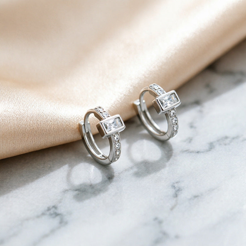 Women's Square Zircon Affordable Luxury Fashion Style High-grade Geometric Simple Earrings