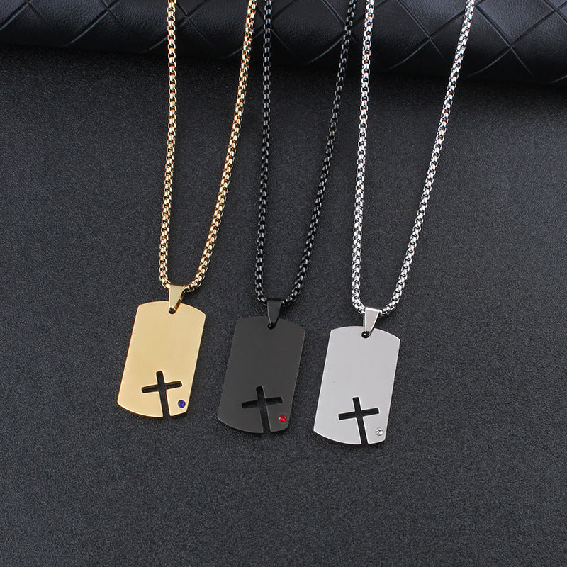 Men's & Women's Personalized Simple Dog Tag Hollow Cross Pendants