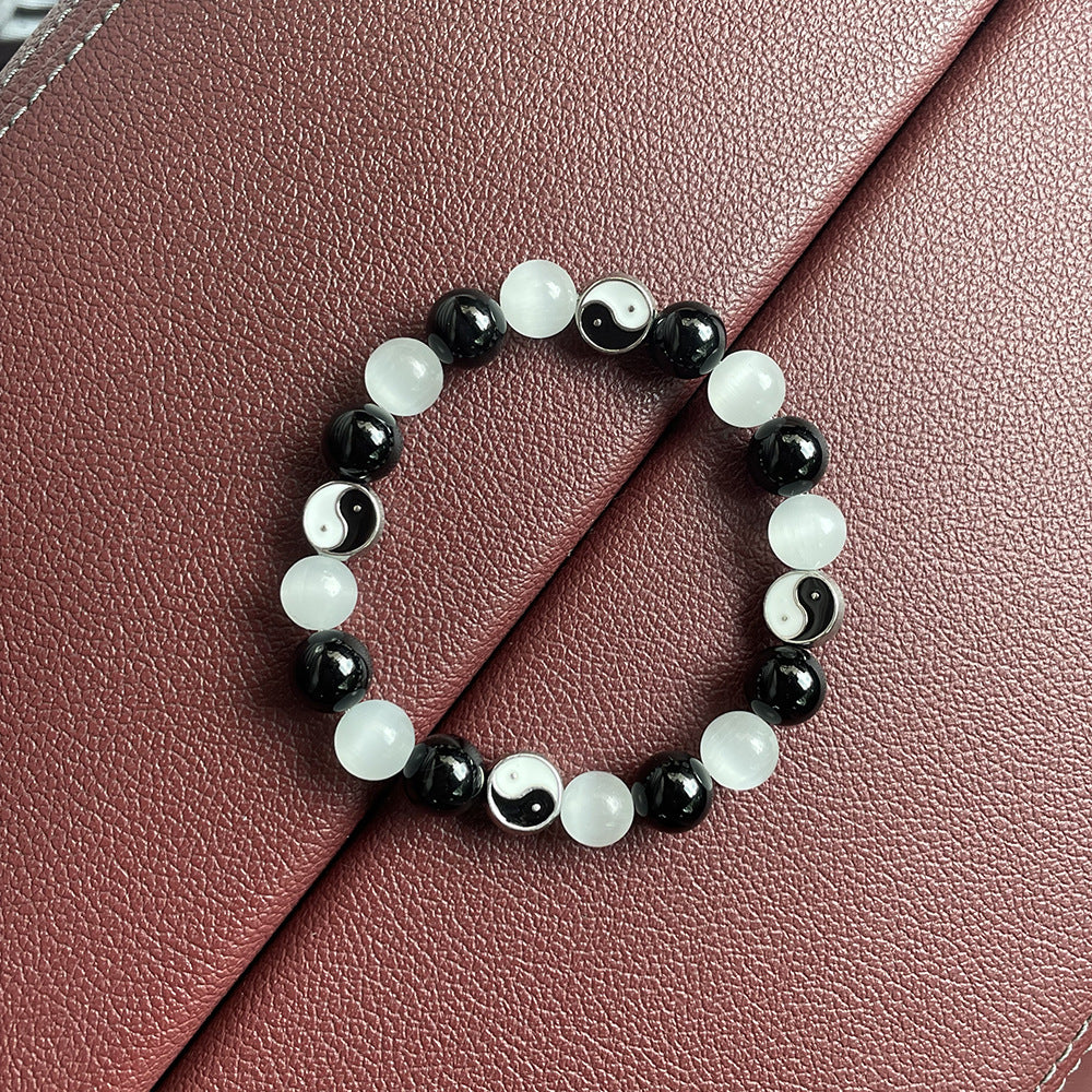 Agate Opal Beaded Tai Natural Stone Chinese Style Gossip Elastic Bracelets