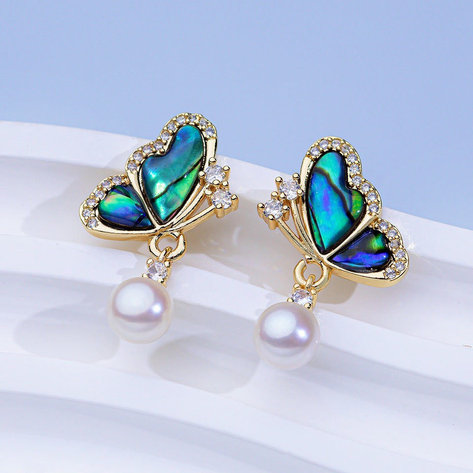 Women's Natural Freshwater Pearl Ear Sier Needle High Earrings