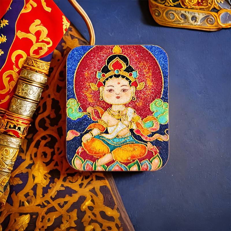 Brass Five Master Buddha Hand Painted Pendants