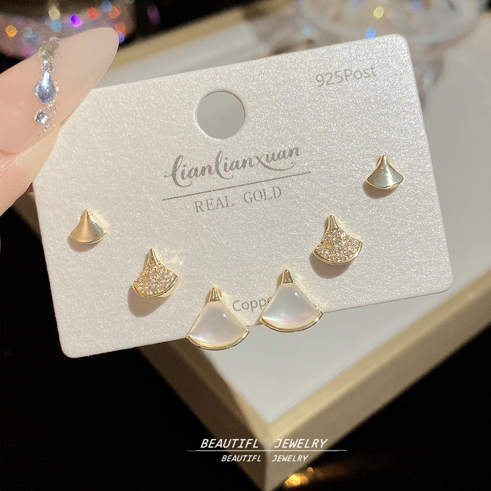 One Card Three Pairs Of Ear Sterling Sier Needle Rings