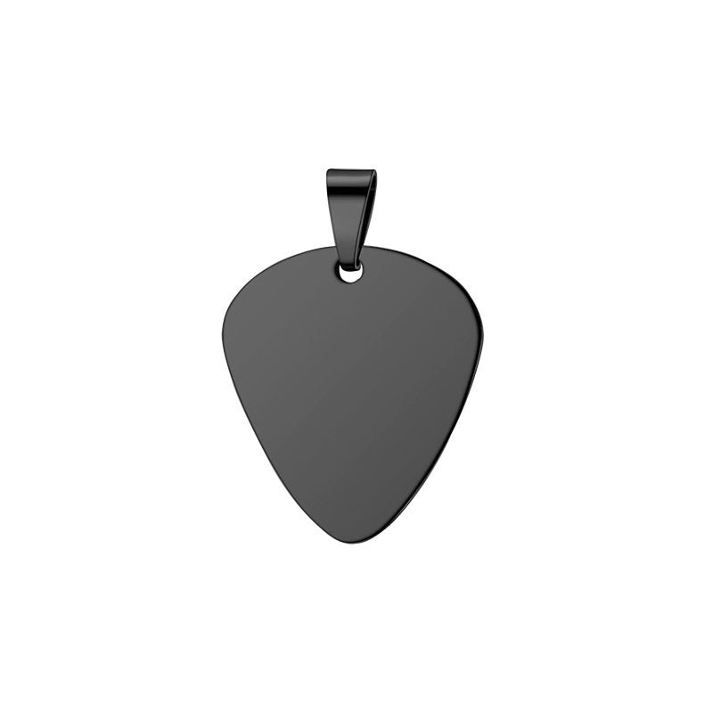 Women's & Men's Steel Hang Tag Glossy Guitar Pick Titanium Can Carve Necklace