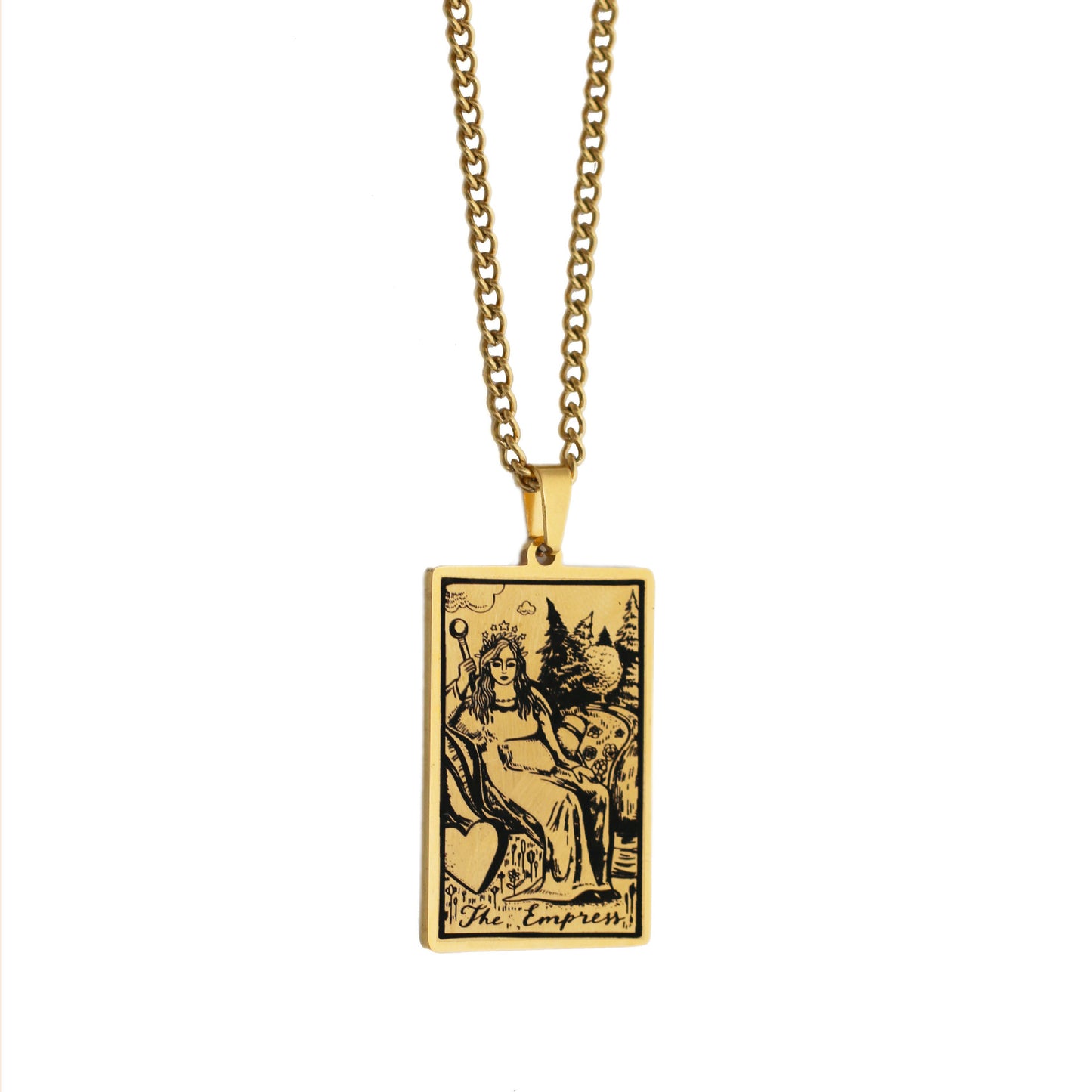 Zhang Tarot Titanium Steel Retro Rectangular Necklaces