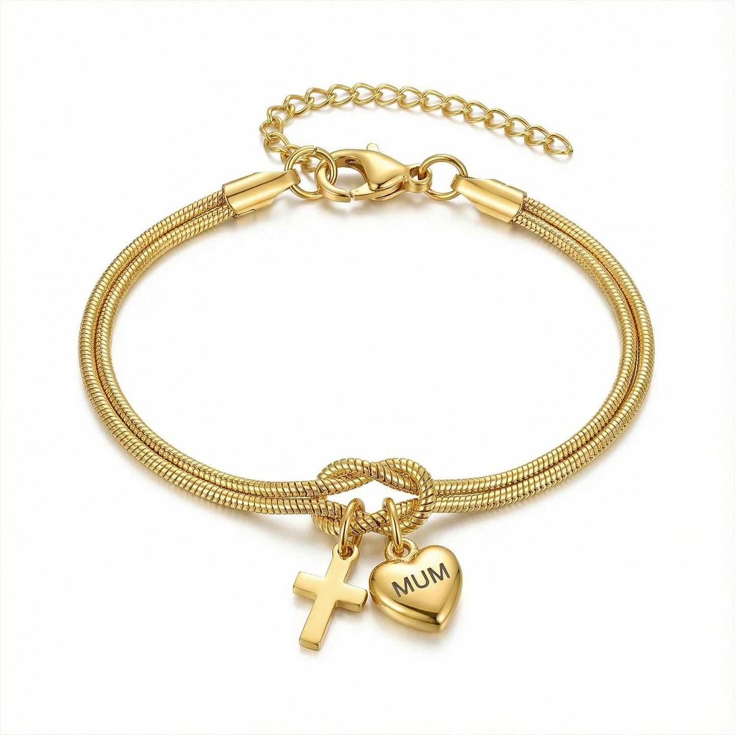 Stainless Steel Lettering Love Cross Truelove Knot Mother's Day Bracelet