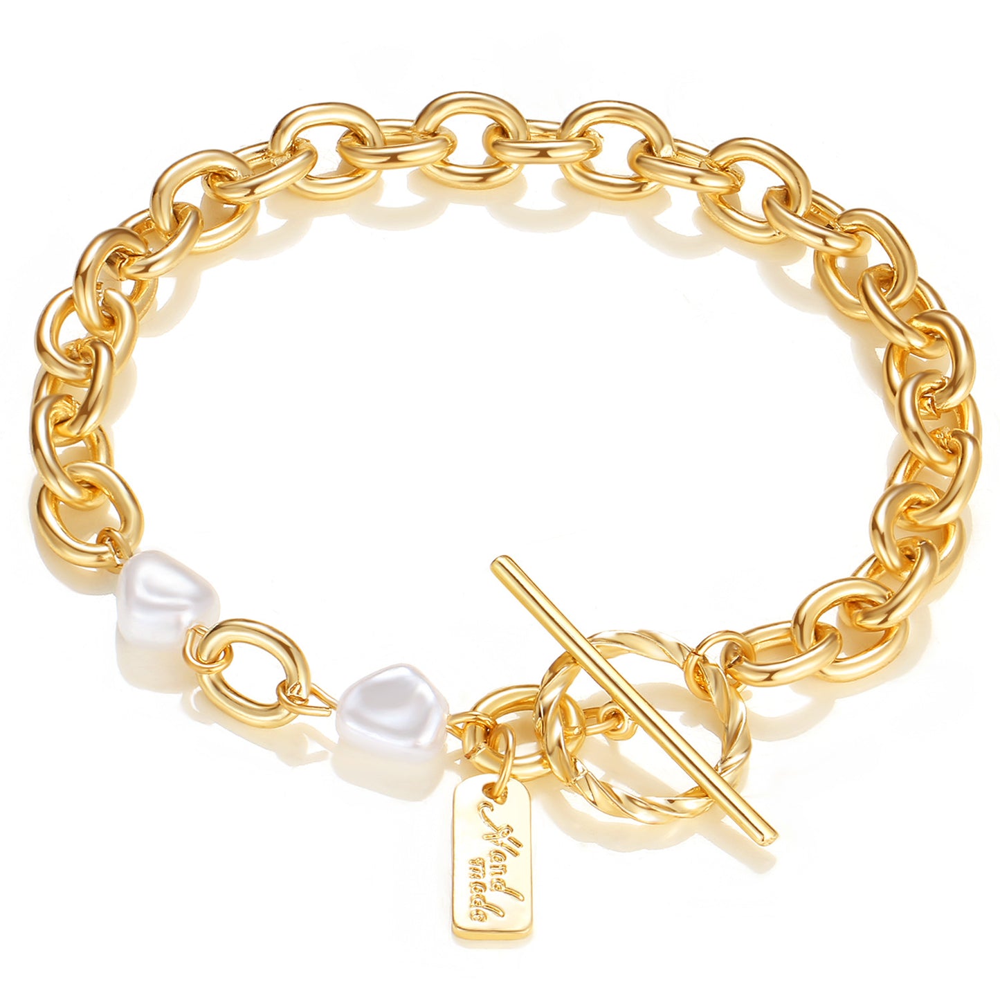 French Entry Lux Irregular Pearl Alloy Simple Bracelet