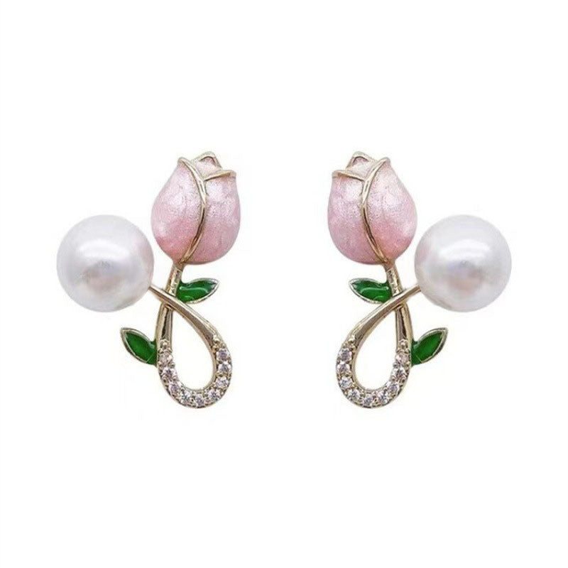 Flower Sweet Tulip Fresh Pure Design Cute Pearl Rings