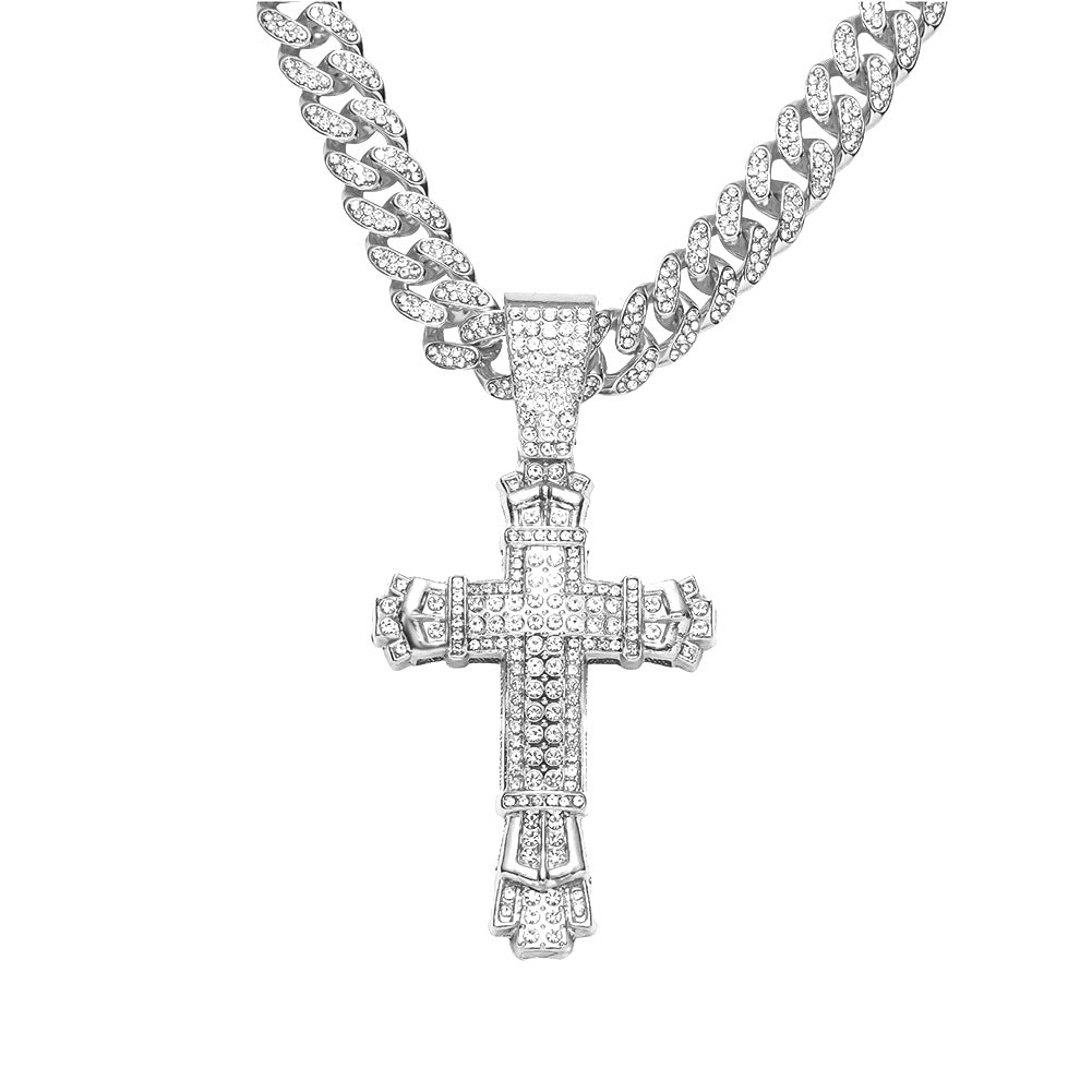 Personality Cross Full Diamond Hip Hop Necklace