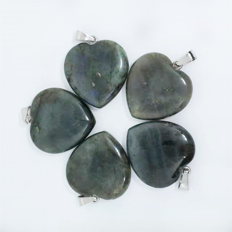 Stone Love Crystal Agate Heart Peach Pendants