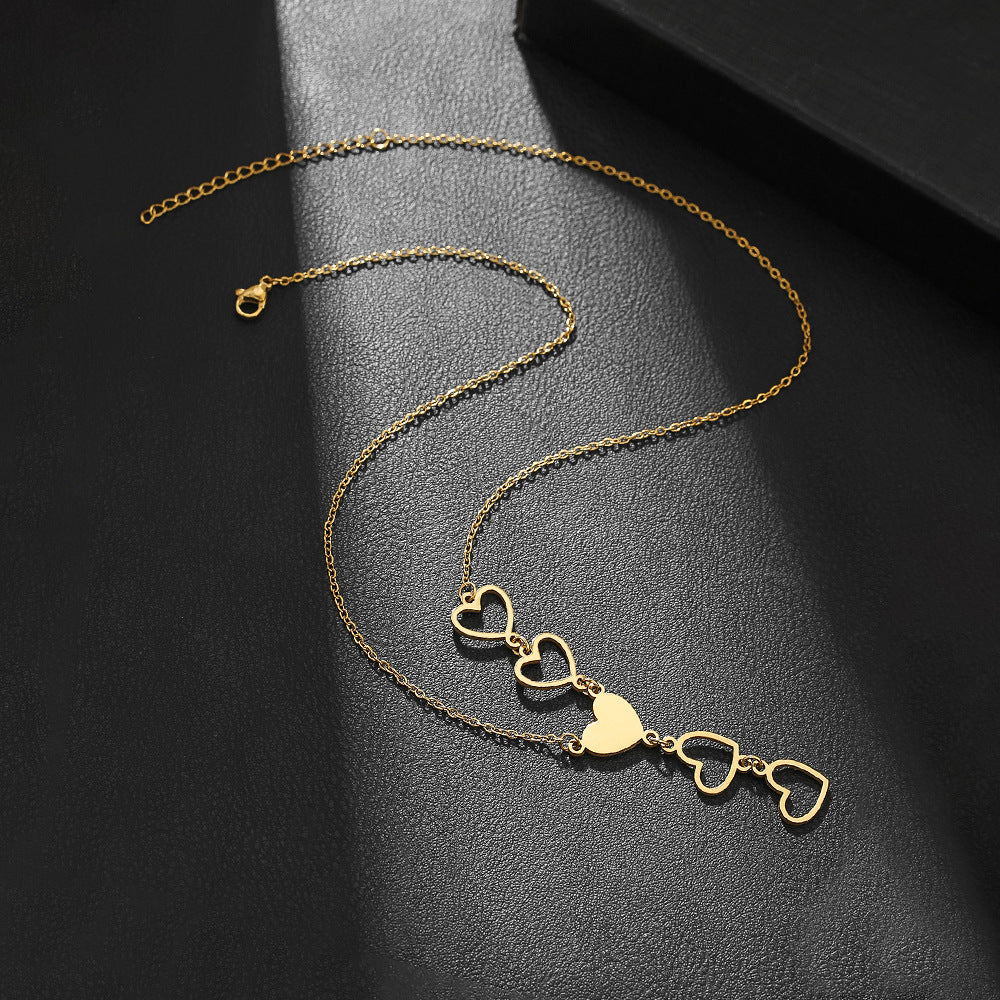 Steel Cross Love Couple Sweater Clavicle Necklace