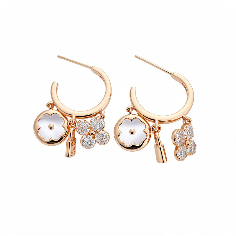 Flower Lock Fritillary Shaped Light Luxury High-grade Ear Rings