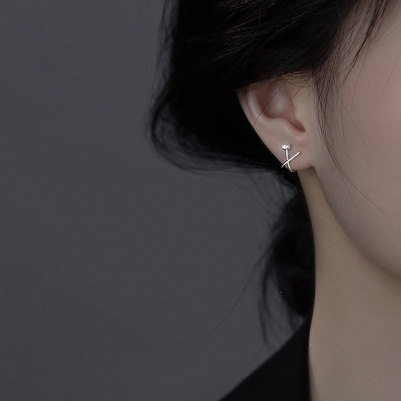 Women's Diamond For Niche Design Simple Line Earrings