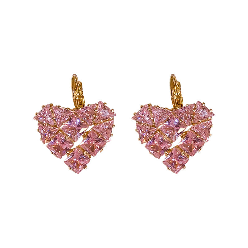 Women's Zircon Love Ear Clip Fashionable Temperamental Light Luxury Earrings