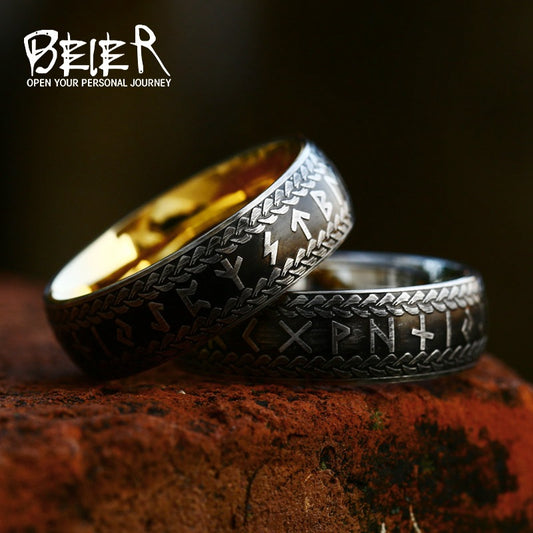 Retro Viking Letters Fashion Simple Titanium Rings