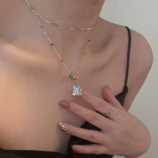 Women's Rainbow Bear For Niche Design Simple Clavicle Chain Sweater Necklace