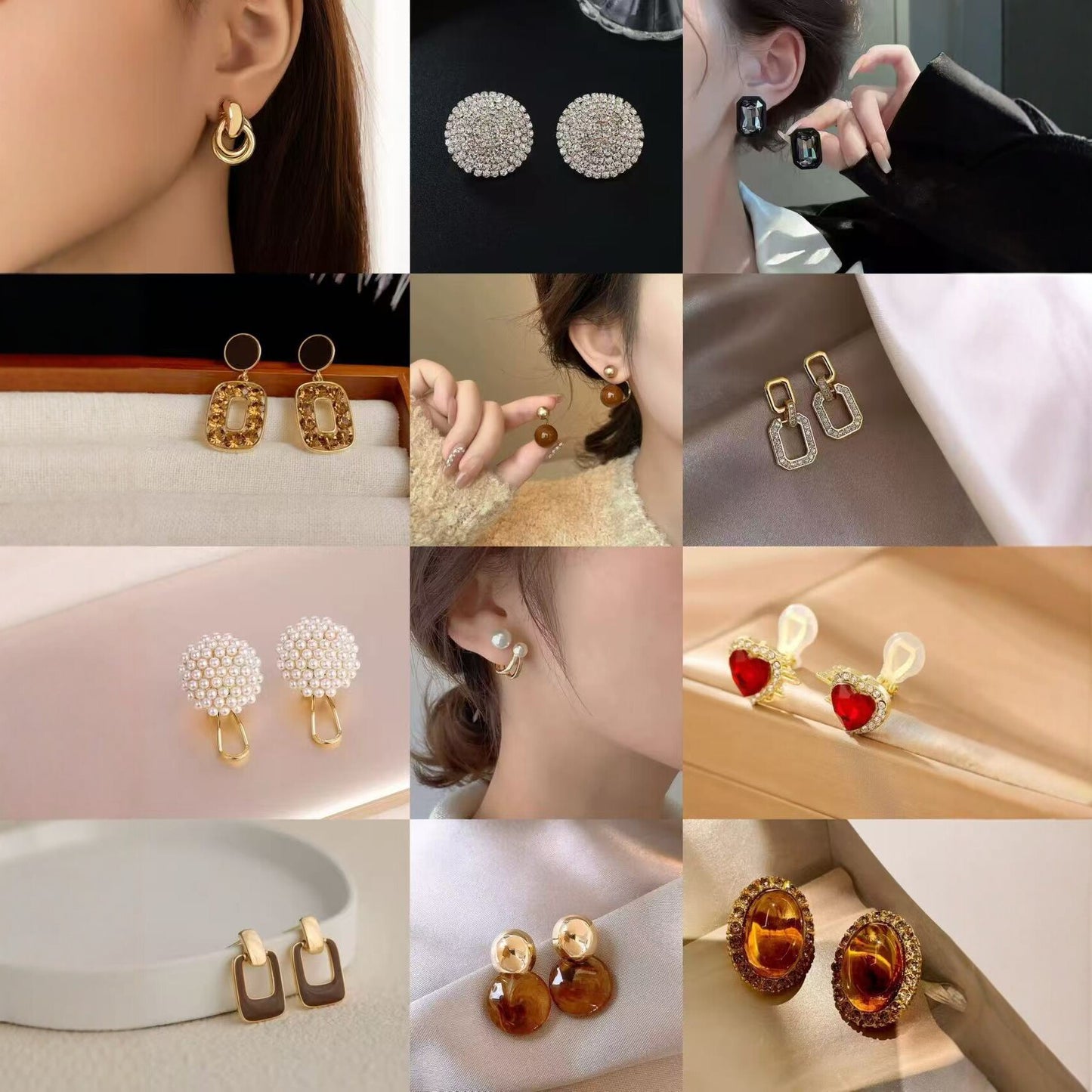 Women's Pair Cross Mirror Classic Fashion Simple Love Heart High-grade Earrings