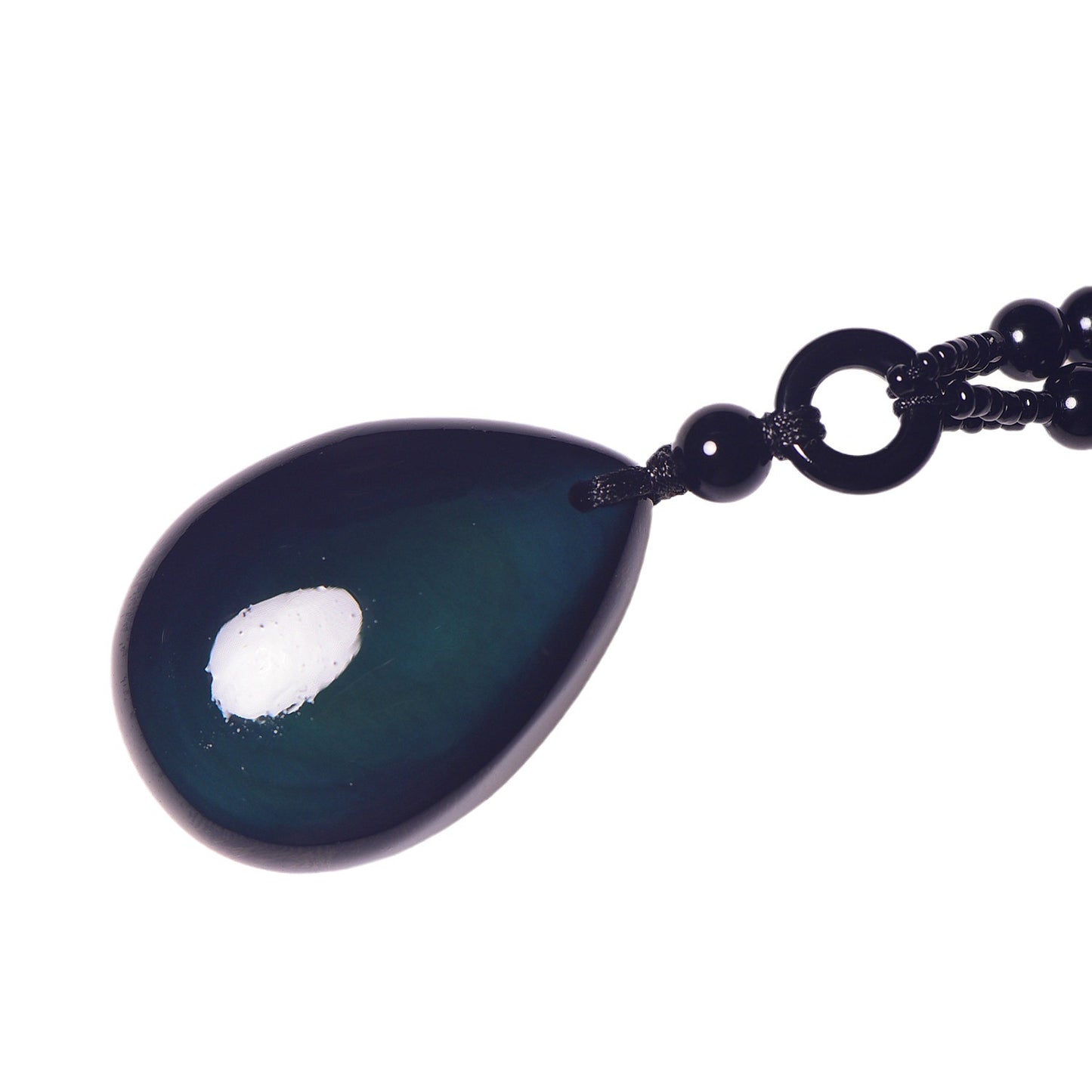 Men's Natural Rainbow Eye Obsidian Water Drop Chain Couple Pendants