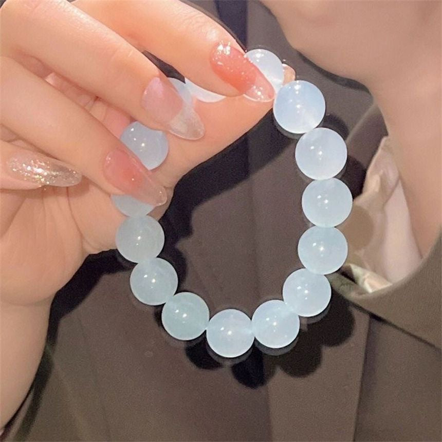 Jade Glass Pliable Temperament Gradient Pink Version Hand Toy Buddha Bracelet