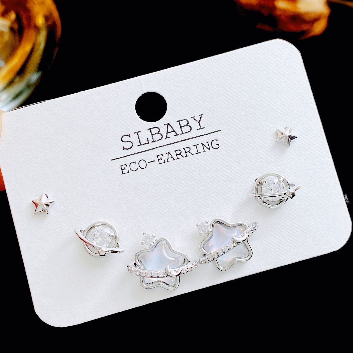 Women's Needle Simple Series Three Pairs Storage Ear Rings