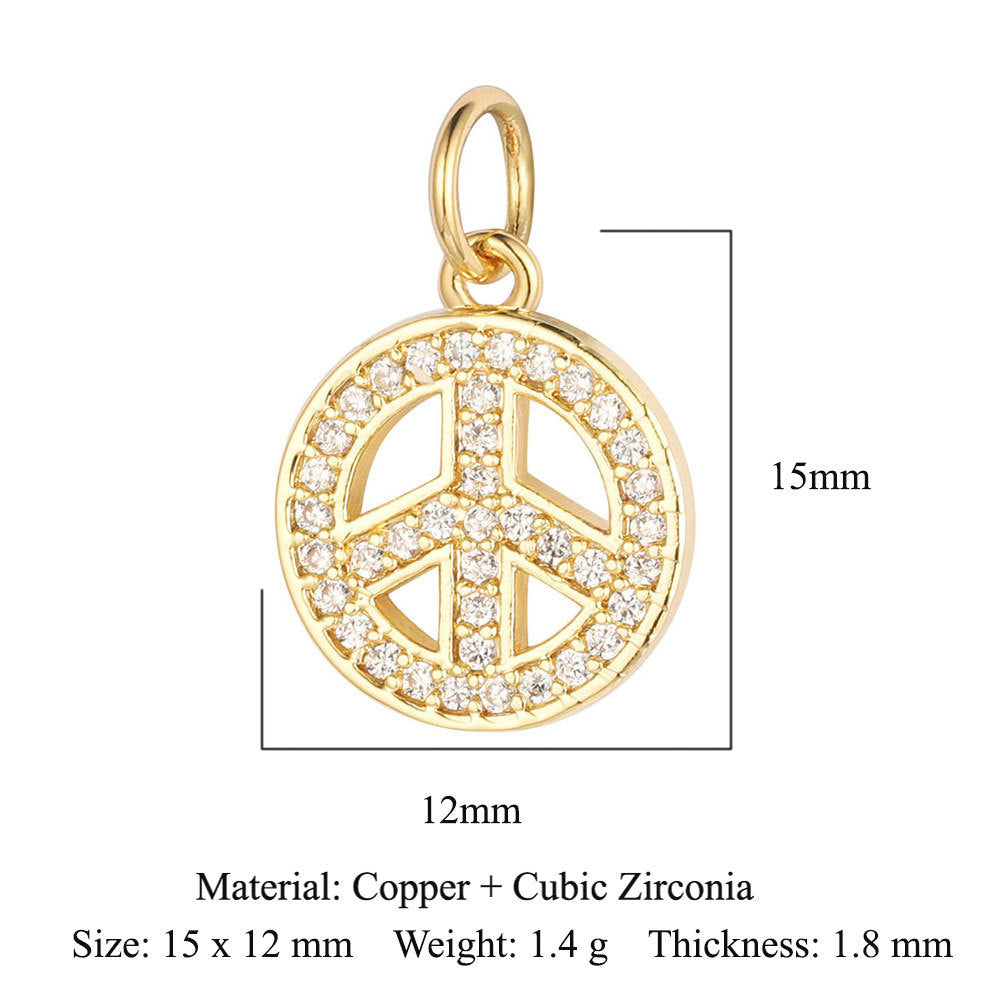 Cross Virgin Copper Zircon Peace Sign Ornament Pendants