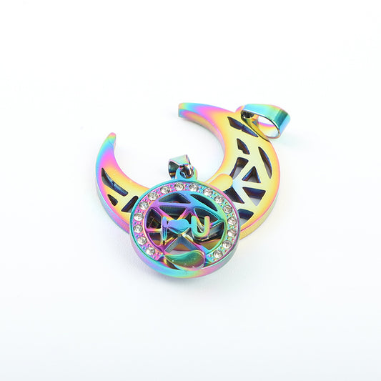 Women's & Men's Simple Colorful Star Moon Stitching Titanium Pendants