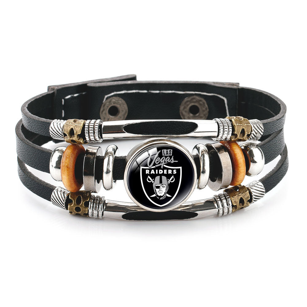 Genuine Leather Hand Professional Rugby League Team Time Stone Bracelet
