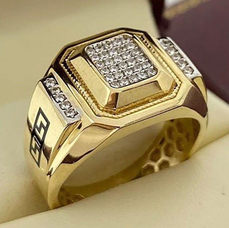 Jewelry Inlaid Rhinestone Cross Gold Popular Rings