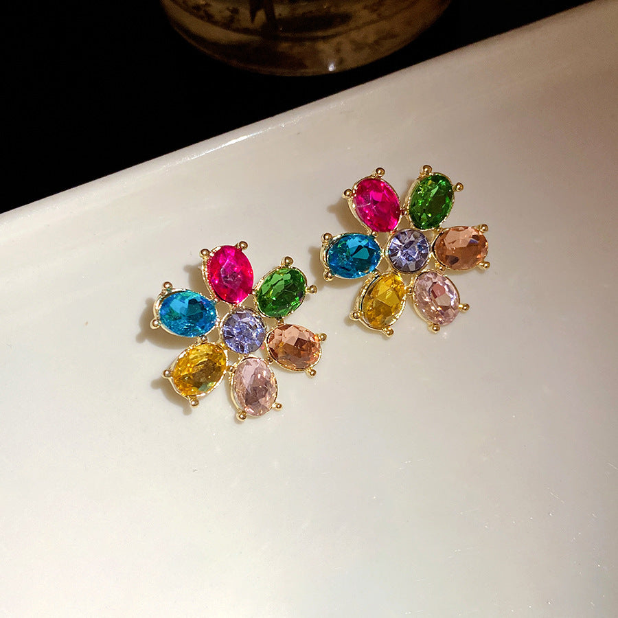Dopamine Sweet Niche Flower Pearl Fashion Exquisite Stud Earrings