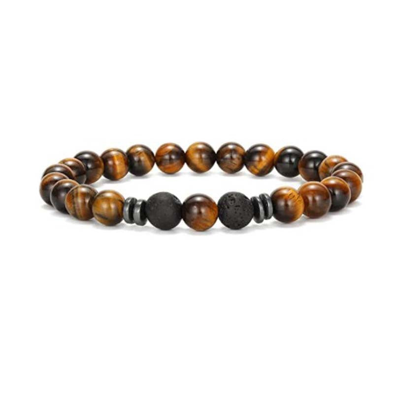 Beads Yellow Blue Tigereye Elastic String Bracelet