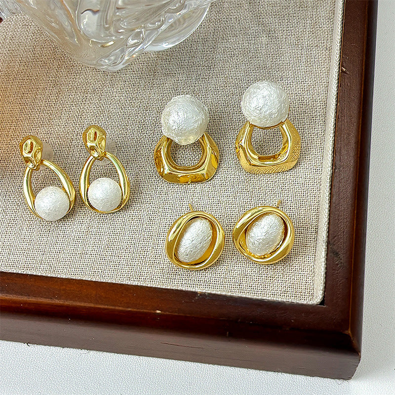 Oval Frosted Circle Design Irregular Simple Graceful Earrings