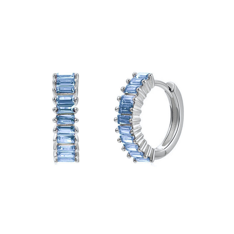 Square Zircon Circle Ear Clip Female Simple Elegant Earrings