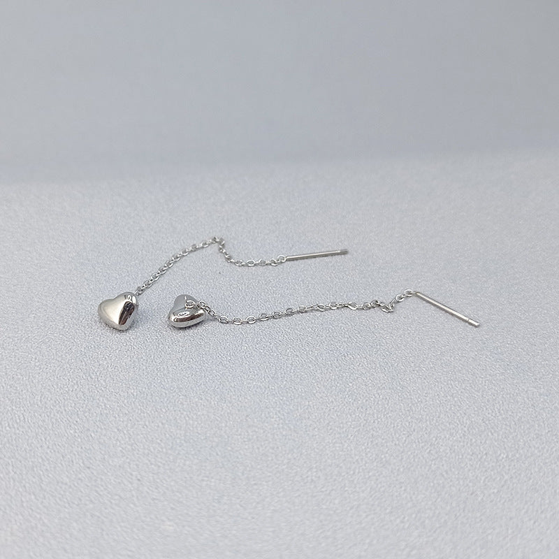 Women's Heart Gold Titanium Steel Long Elegant Trendy Face Ear Line