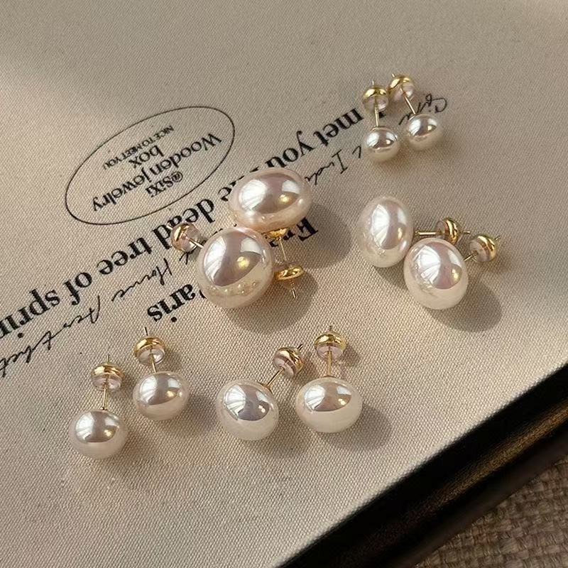 Women's Flat Round Steamed Bread Pearl High-grade Earrings