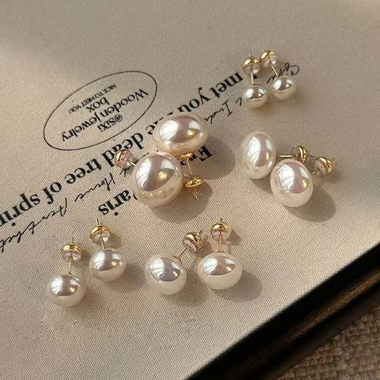 Women's Flat Round Steamed Bread Pearl High-grade Earrings