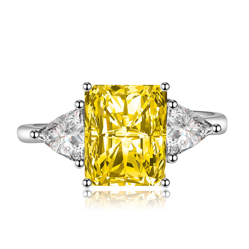 Square Diamond Female Geometric Triangle Open Engagement Rings