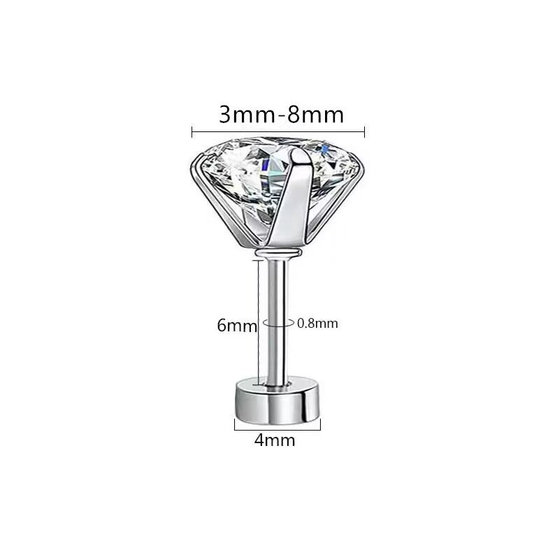 Steel White Round Crystal Square Zircon Cake Earrings