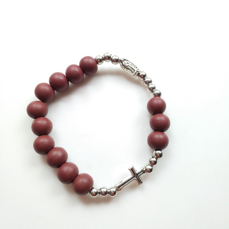 Innovative Vintage Cross Elastic Beaded Rosary Bracelets