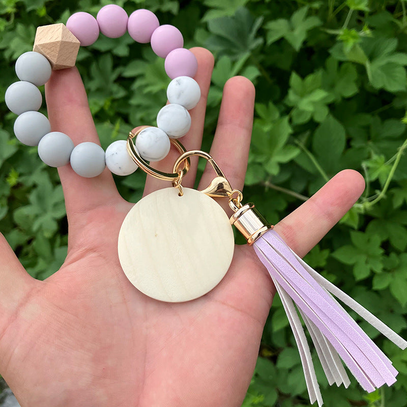 Beads Creative Beaded Tassel Sublimation Wood Bracelet