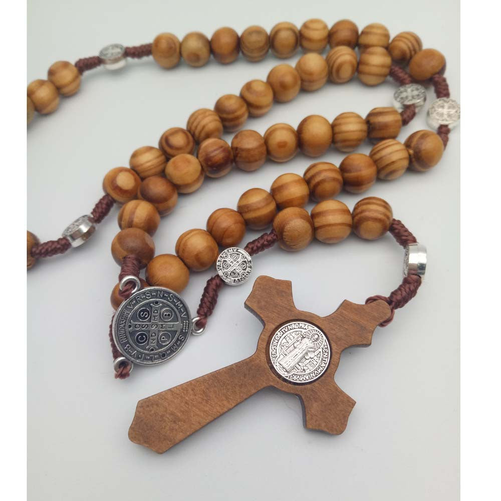 Rosary St. Benedict Pine Imitation Olivewood Pendants