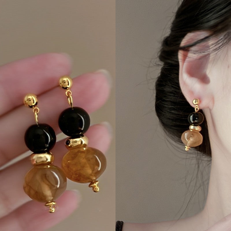 Electroplated Artificial Tigereye Clip Retro Fashion High Sense Light Rings