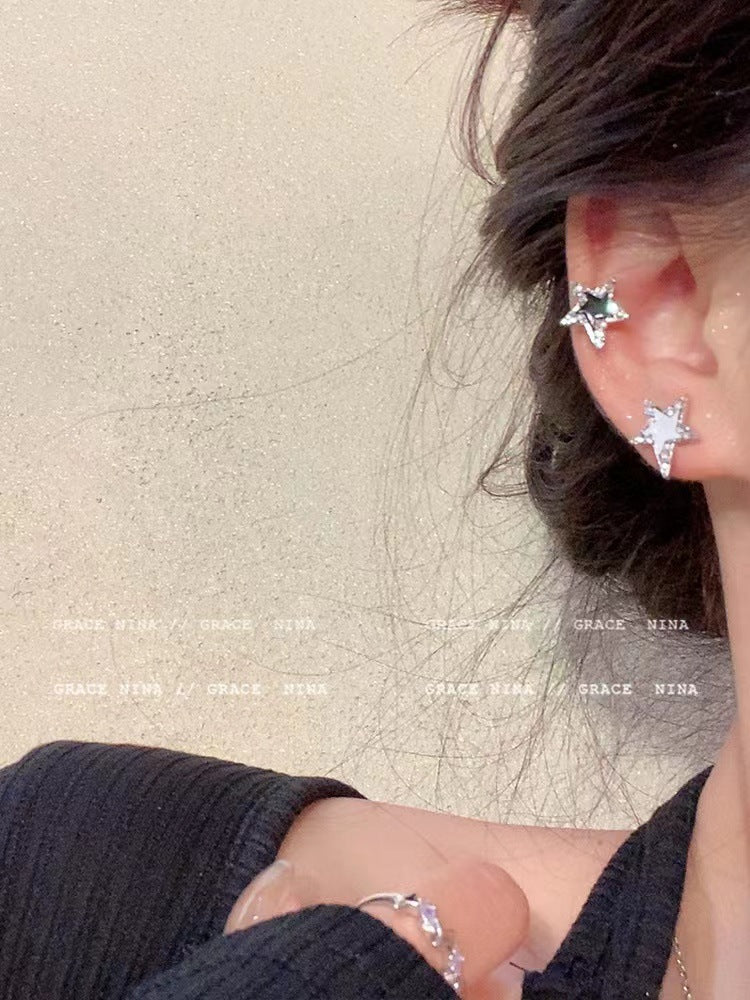 You Asymmetric Star Zircon Female High-grade Earrings