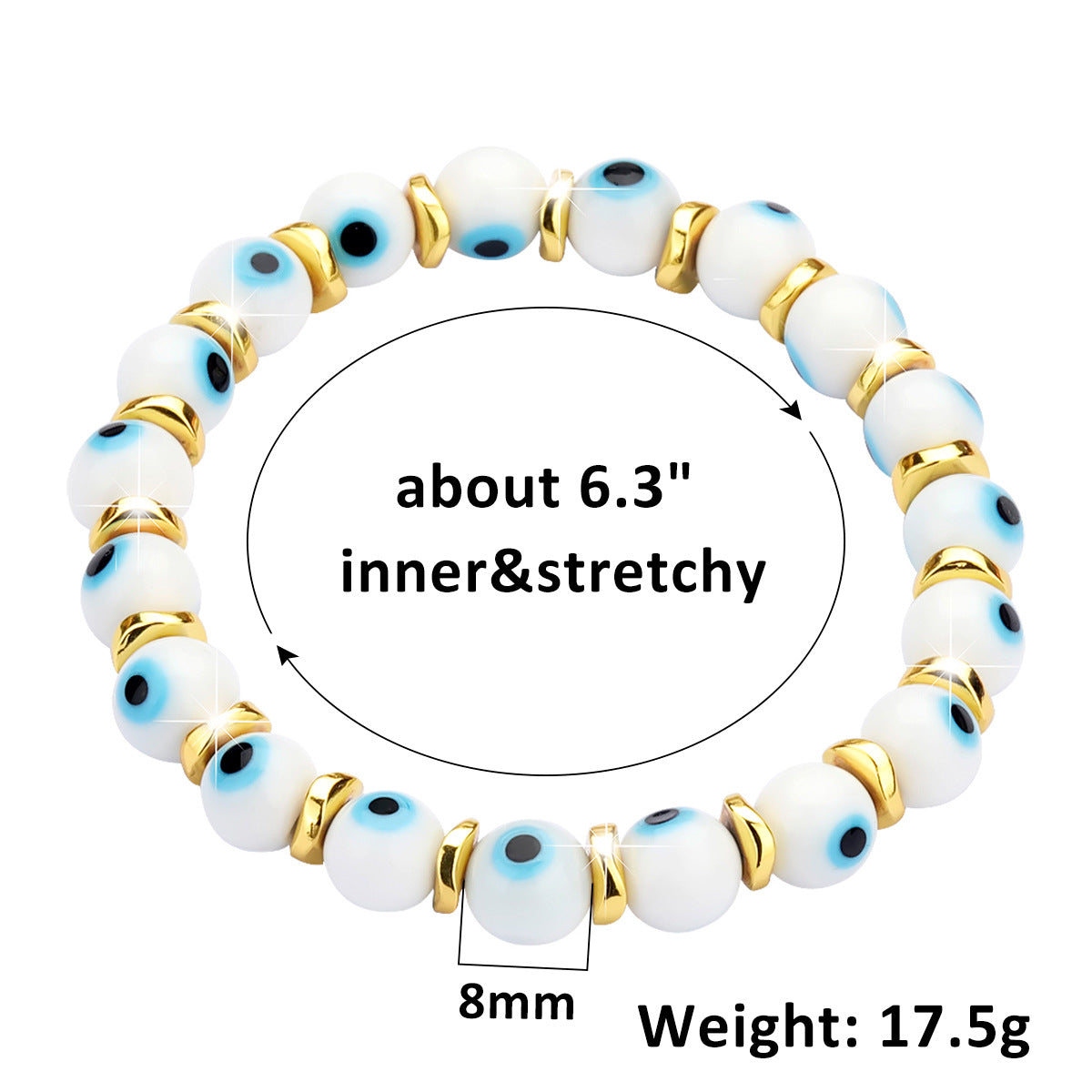 Women's & Men's Haematite Glass Eye Beaded Devil Bracelet
