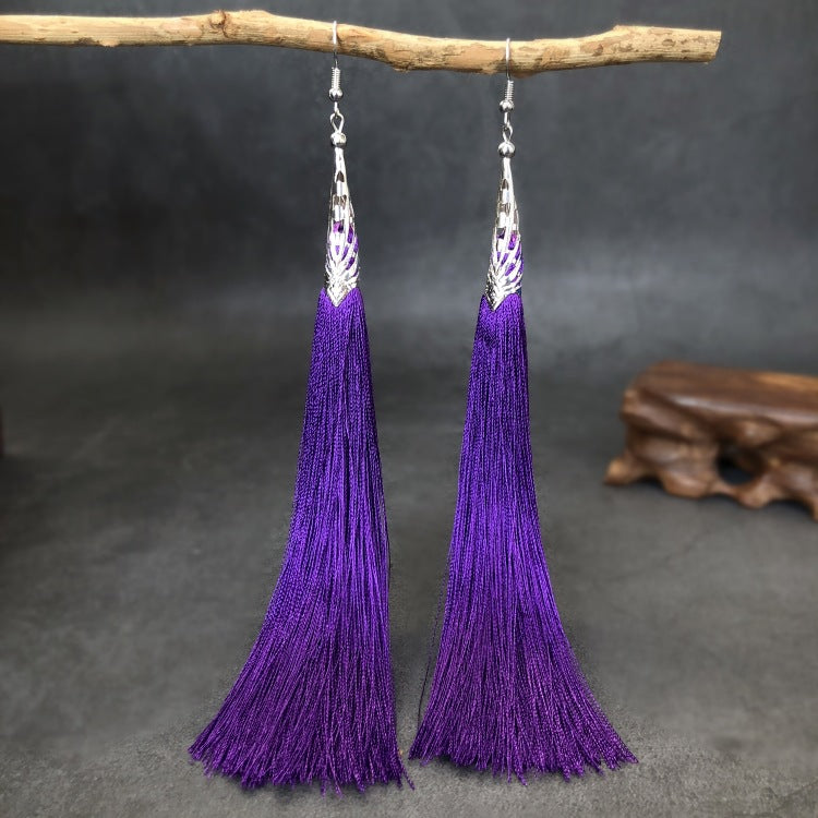 Women's Ethnic Style Tassel Classical Temperament Long Rings