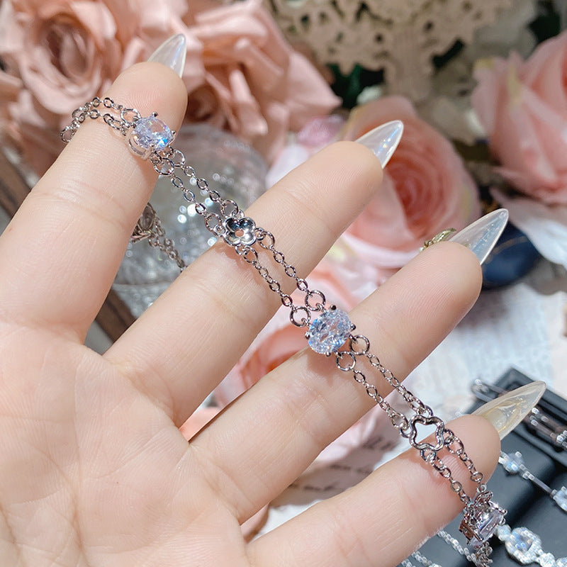 Camellia Bright Luminous Platinum Series Plated Zircon Super Flash Light Bracelet