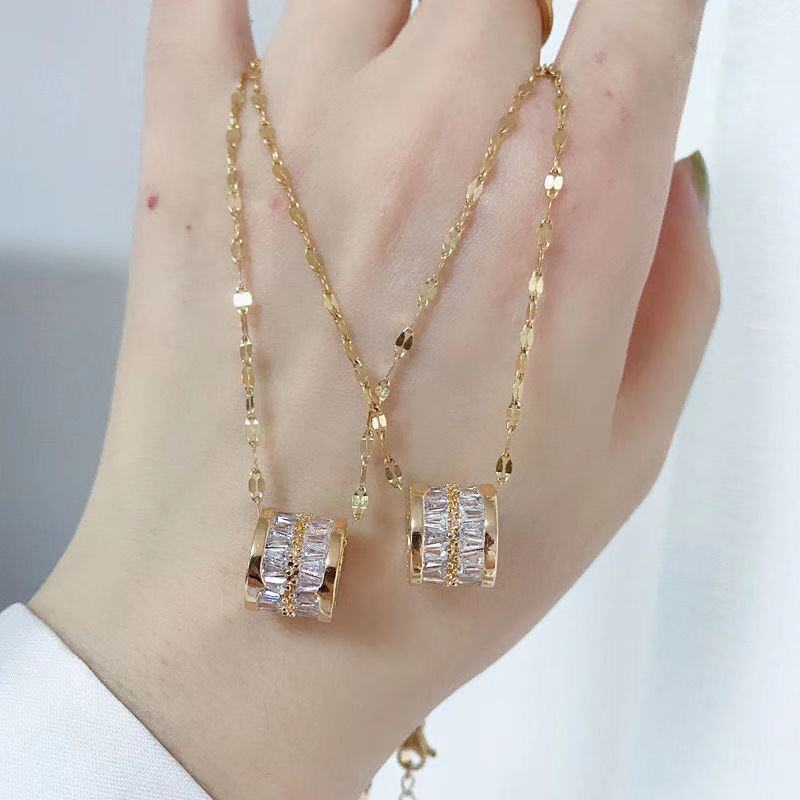 Women's Titanium Steel Refined Zircon Small Waist Necklace