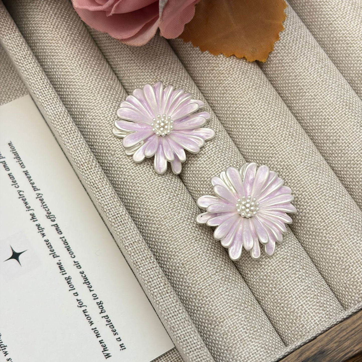 Oil Daisy Flower Female Sweet Cute Stud Earrings