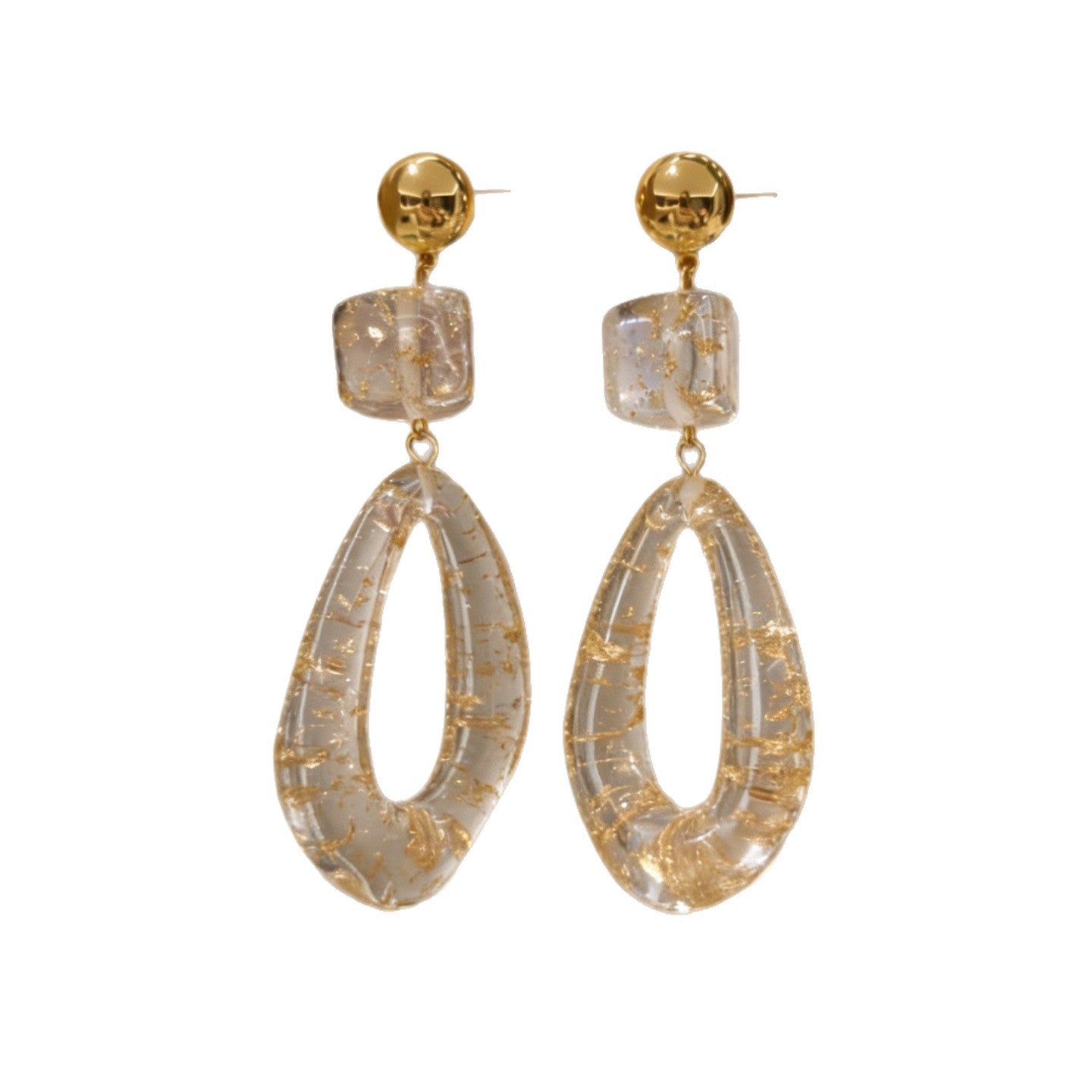 Hollow Geometry Eardrops Simple Elegant Fashionable Transparent Resin Earrings