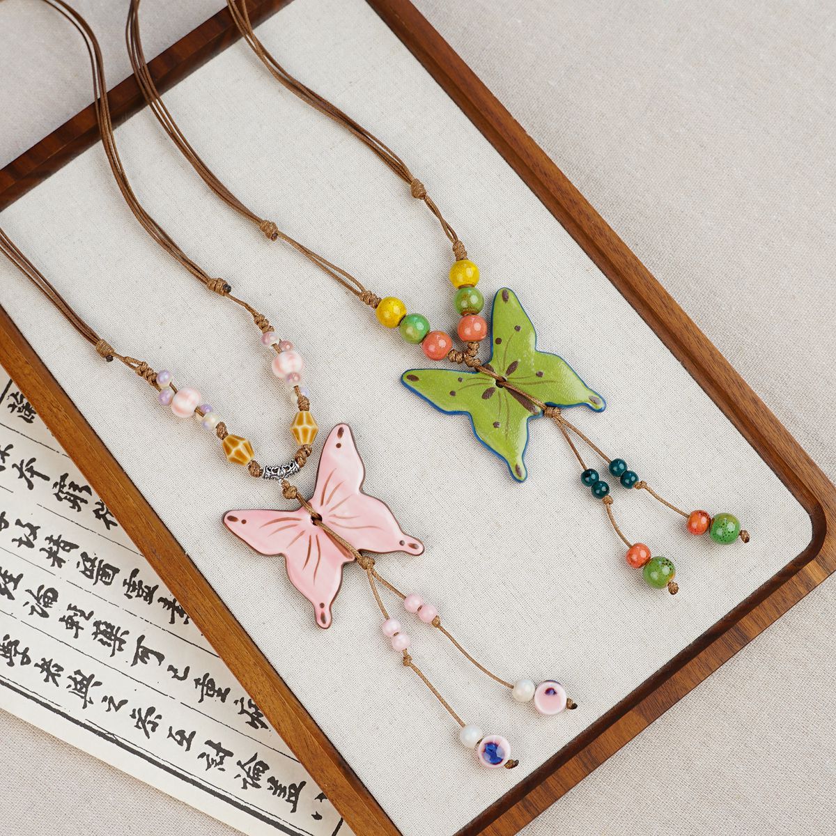 Women's Ceramic Butterfly Beaded For Niche Design Artistic Temperament Necklace
