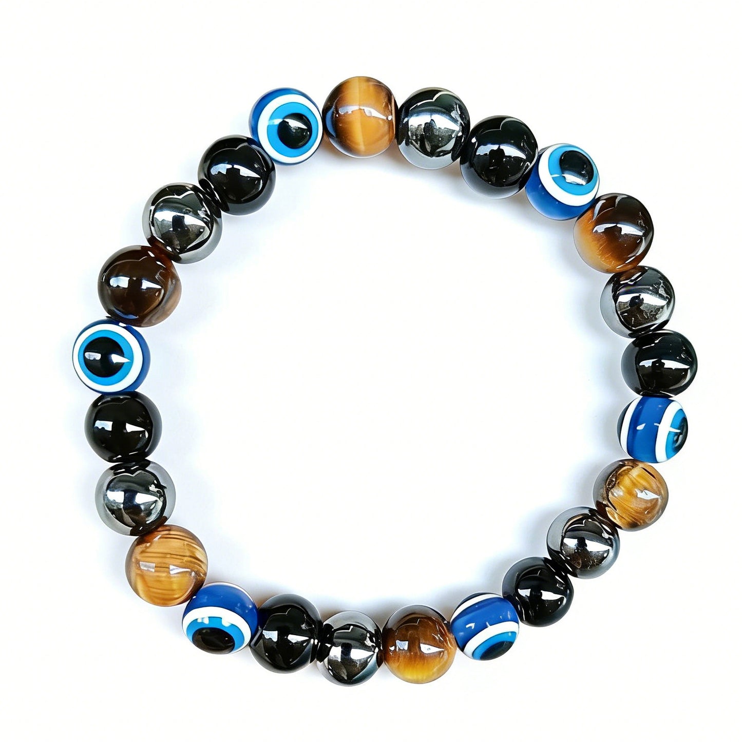 Tiger Eye Magnet Stone Black Evil Handmade Beaded Bracelet
